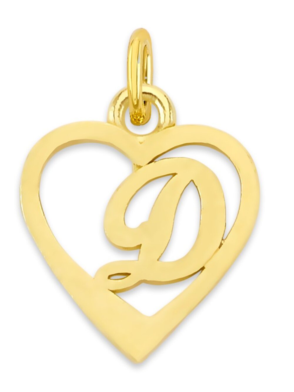 Solid 10k Gold Heart Letter D Charm for Bracelet - Mini Initial Jewelry Gifts